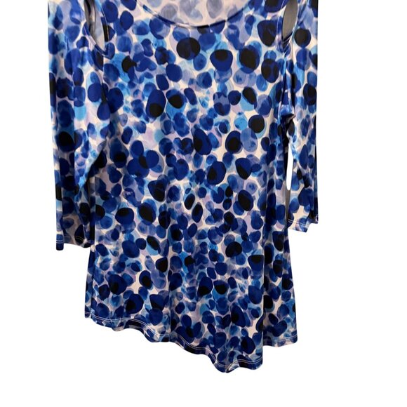 Nygard Blouse Sz S Blue Asymmetrical Hem Tunic Top 3/4 Sleeves Blouse - Picture 9 of 12